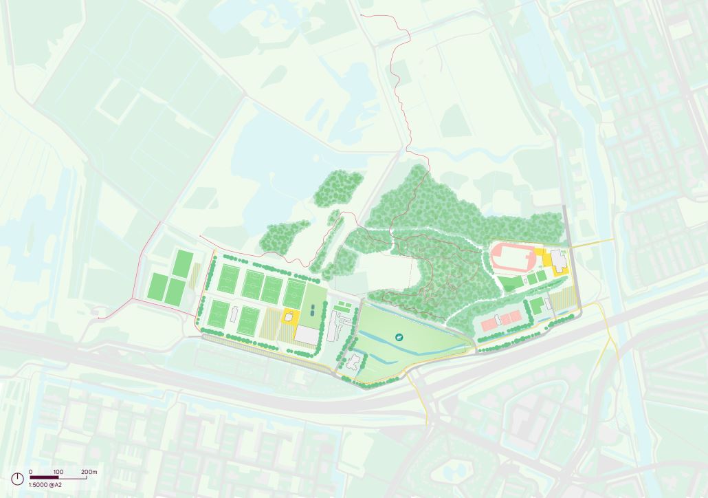 Plattegrond locaties zwembad atletiekbaan