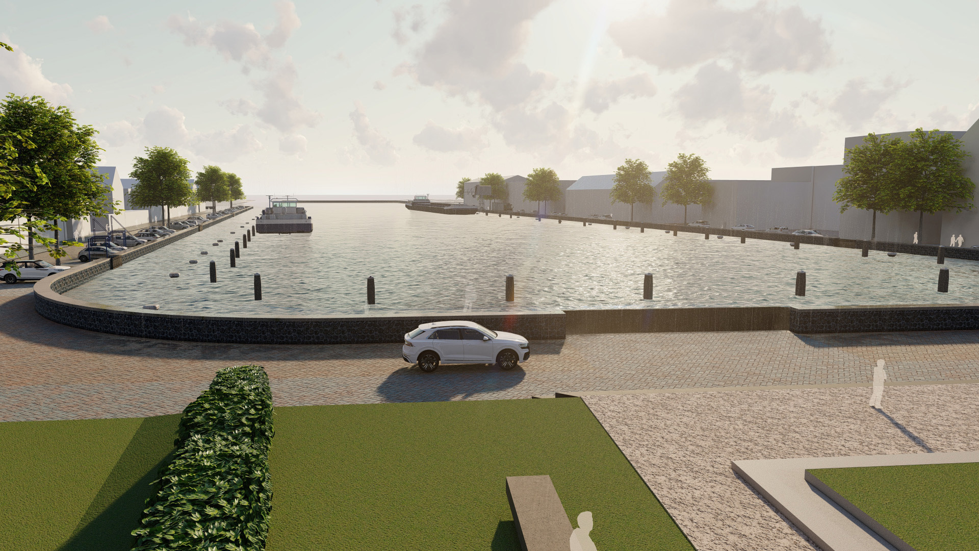 Hoogwateroplossing en ruimtelijke inrichting KW-haven (Schetsontwerp gemaakt door Arcadis)