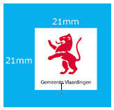 Het logo met de afstand 21 mm